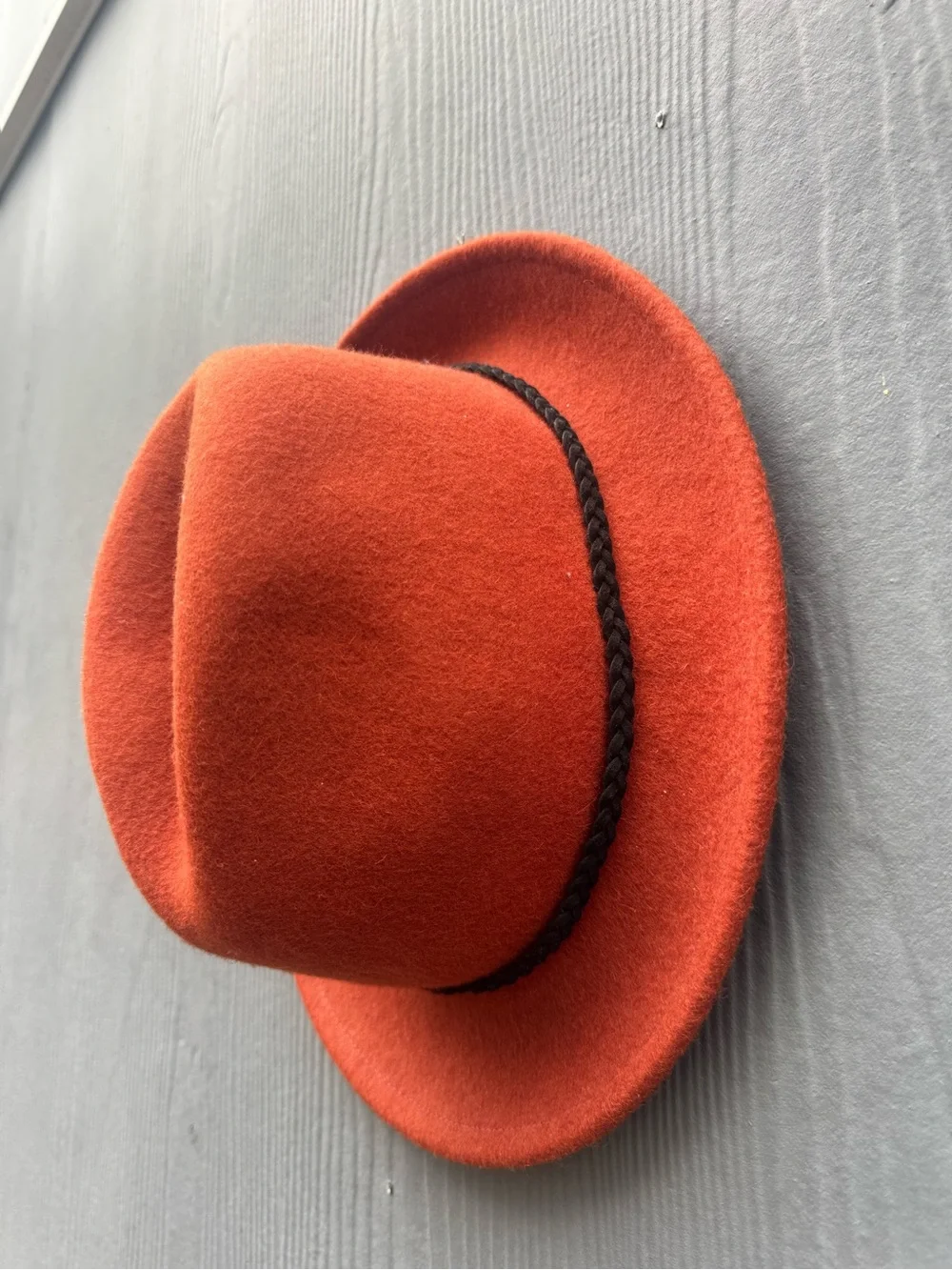 Vintage Orange Wool Fedora Hat